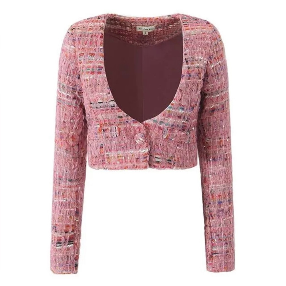 For Love & Lemons Blazer Tweed Pink Multicolor Dione Jacket NWT various sizes